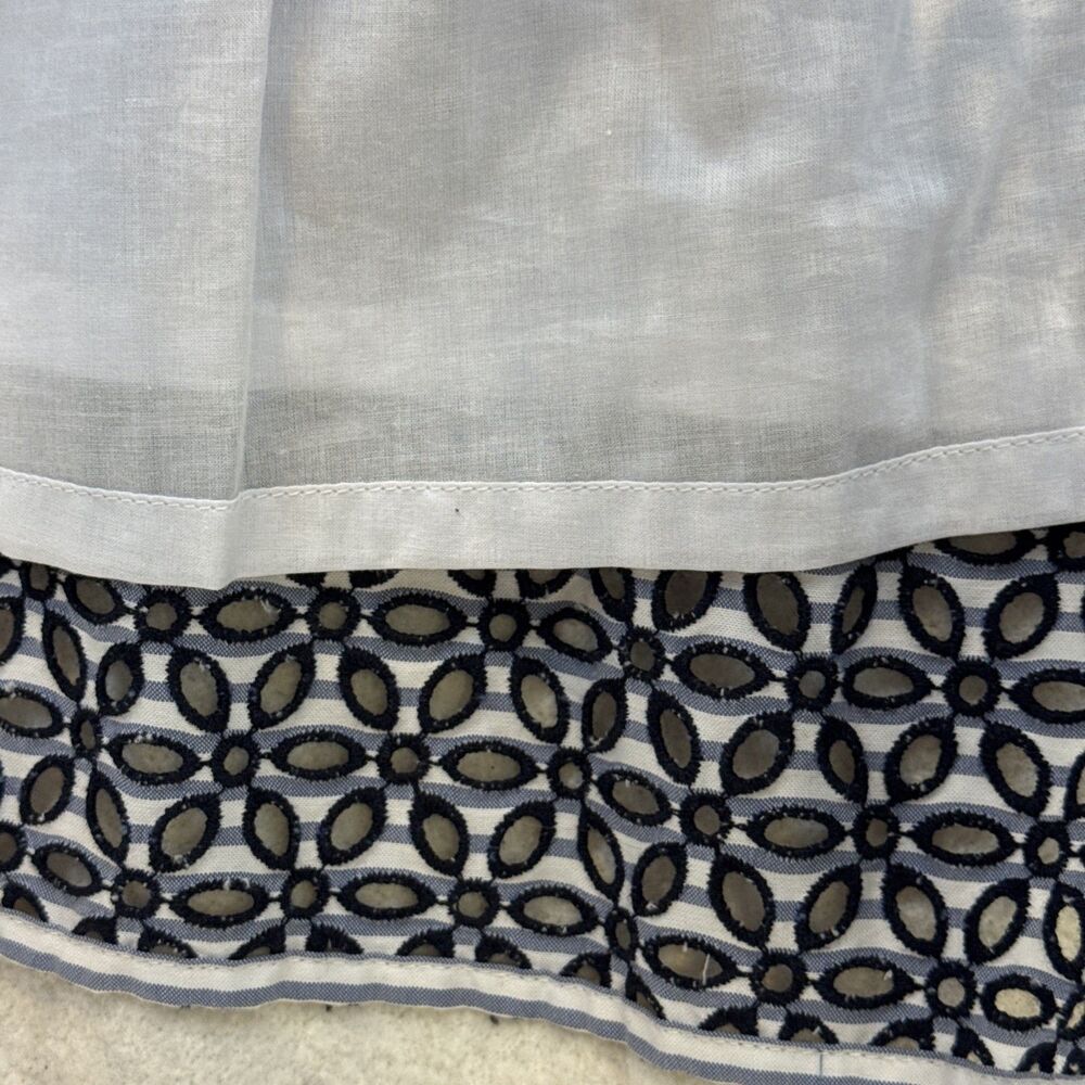 Brooks Brothers Stripe Floral Cut Out Dress 8 Blue White Applique Hem Sleeveless - Picture 10 of 16